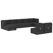 Set de muebles de jardín 9 pzas y cojines ratán sintético negro v3716 Vetonek