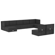 Set de muebles de jardín 9 pzas y cojines ratán sintético negro v3716 - Vetonek