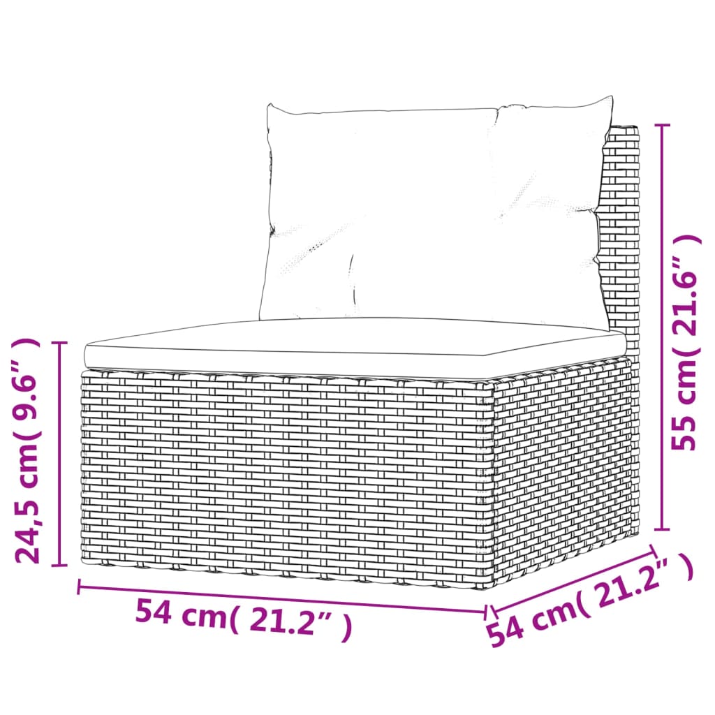 Set muebles de jardín 11 pzas y cojines ratán sintético negro vidaXL