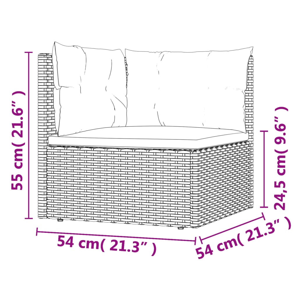 Set de muebles de jardín 7 pzas y cojines ratán sintético gris vidaXL