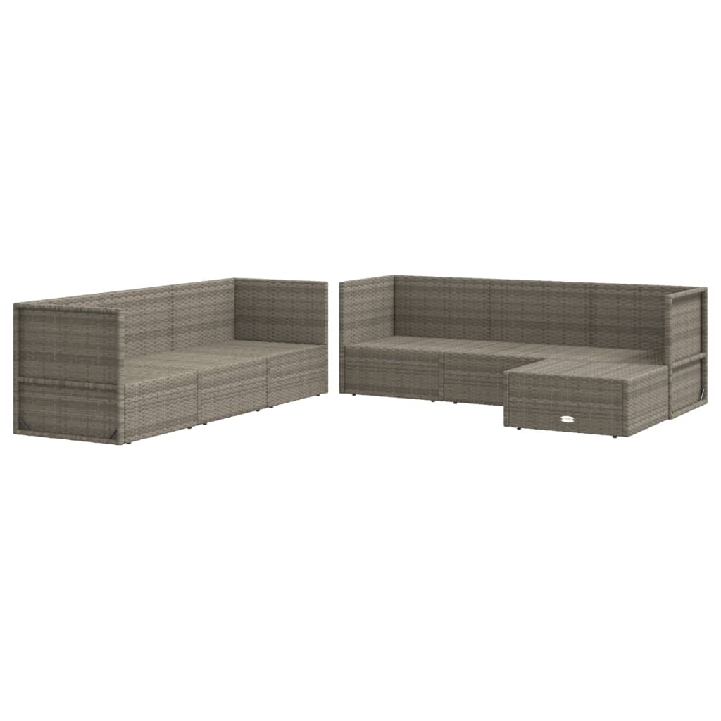 Set de muebles de jardín 7 pzas y cojines ratán sintético gris vidaXL