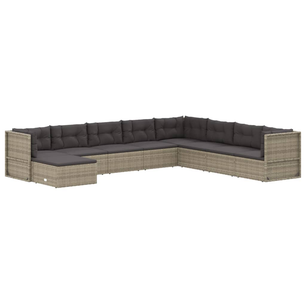 Garden furniture set and gray synthetic rattan cushions