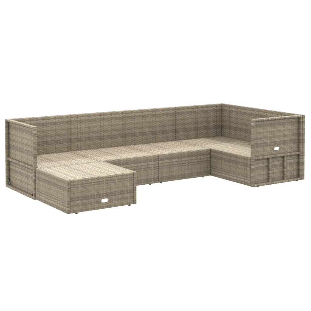 Set de muebles de jardín 6 pzas y cojines ratán sintético gris vidaXL