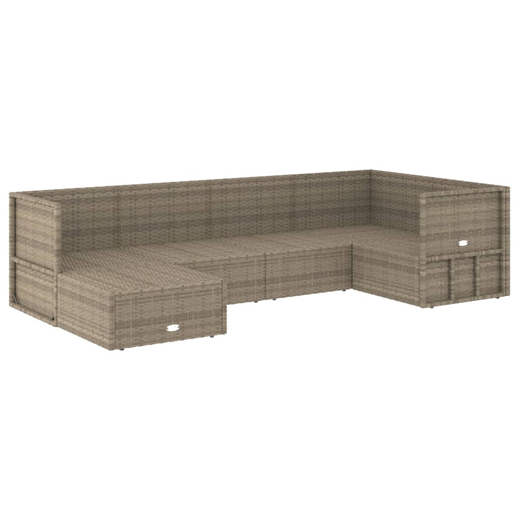 Set de muebles de jardín 6 pzas y cojines ratán sintético gris vidaXL