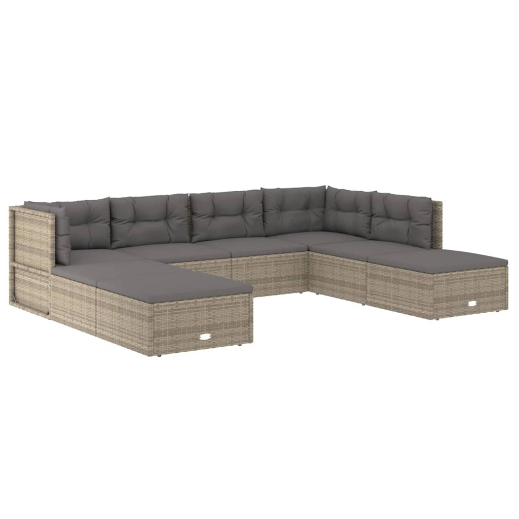 Garden furniture set and gray synthetic rattan cushions