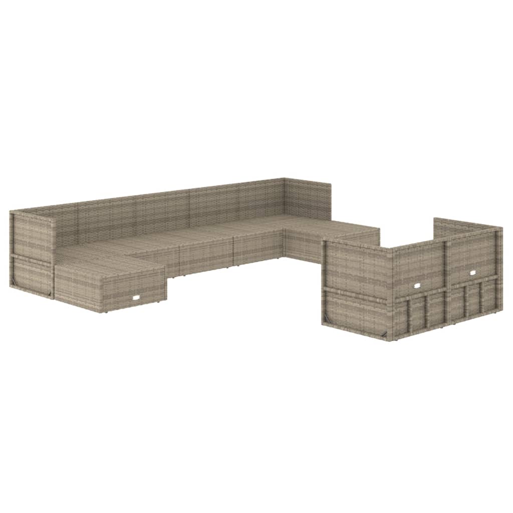 Set de muebles de jardín 9 pzas y cojines ratán sintético gris vidaXL