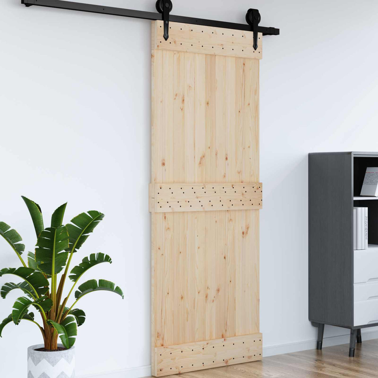 Puerta NARVIK Natural 90 x 210 cm Madera de Pino Sólido