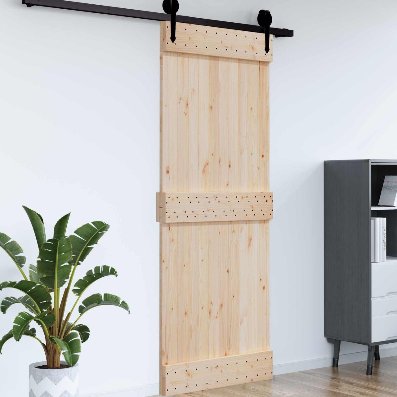 Puerta Natural 95 x 210 cm Madera de Pino Sólido
