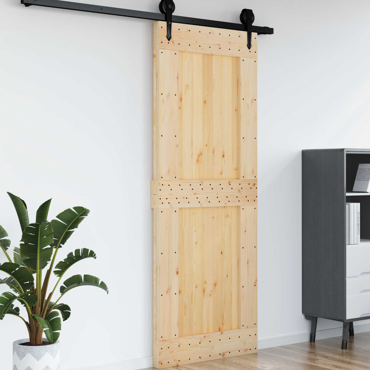 Puerta Natural 85 x 210 cm Madera de Pino Sólido