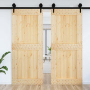 Puerta NARVIK madera maciza pino interior, diseño robusto y acabado natural - Vetonek