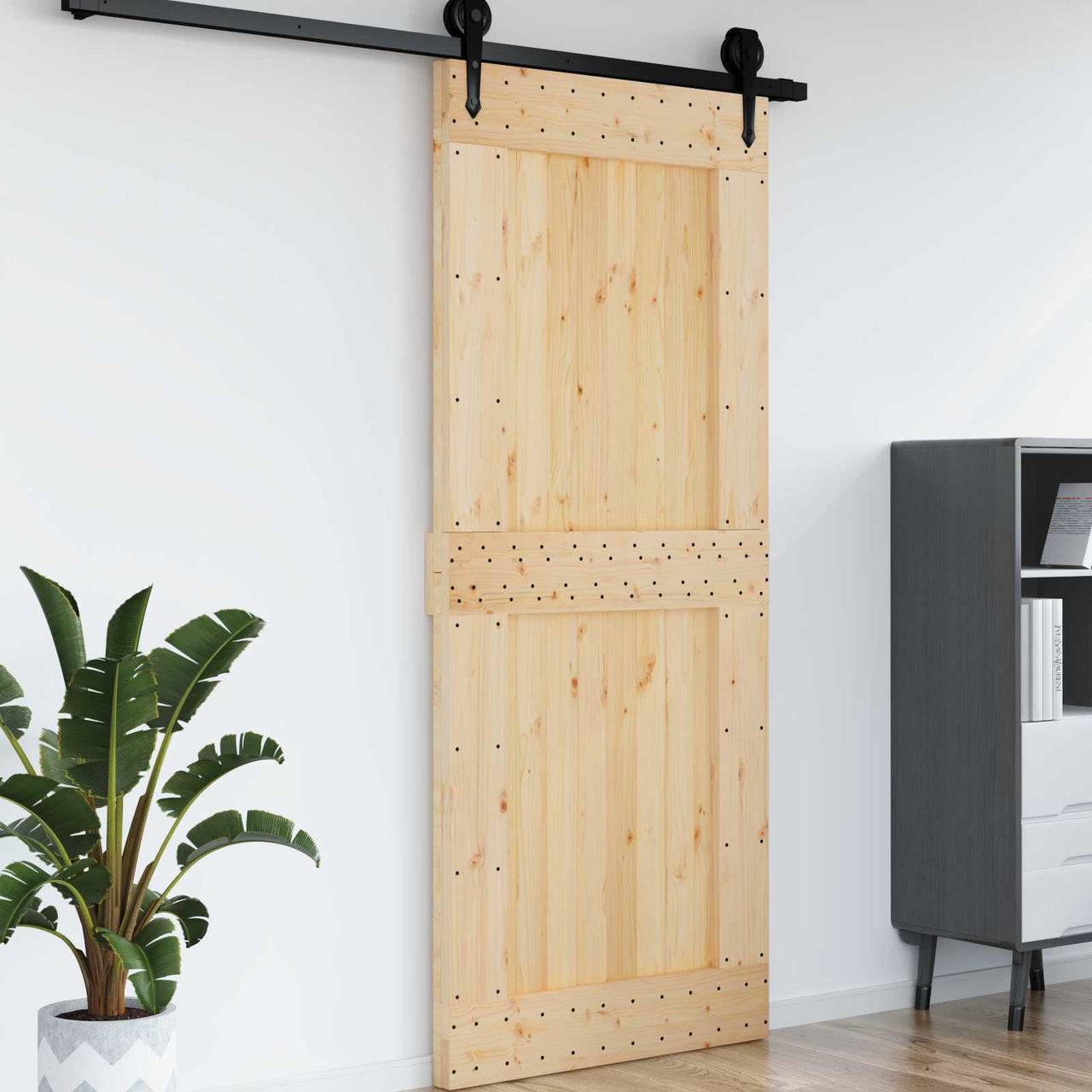 Puerta NARVIK Natural 95 x 210 cm Madera de Pino Sólido