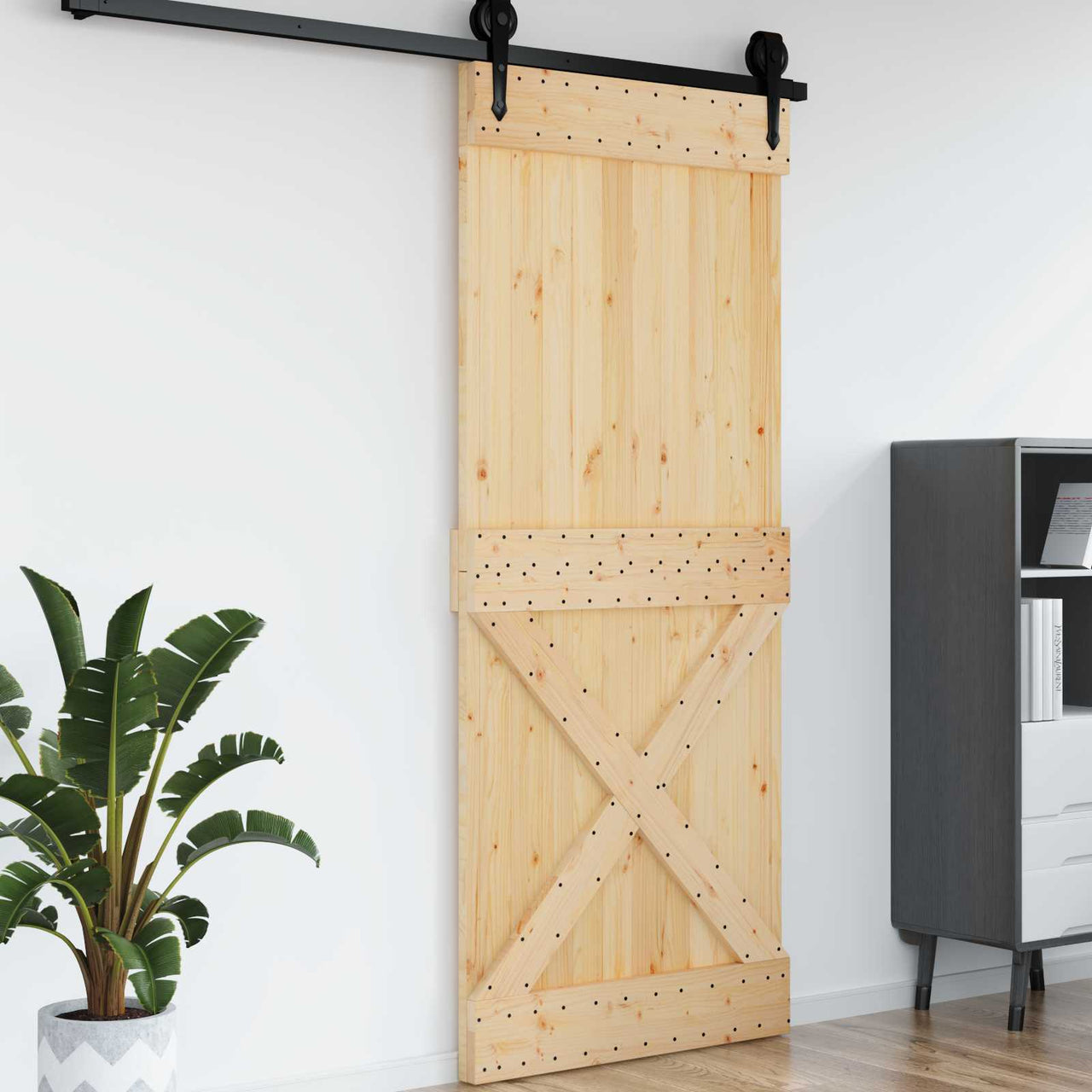 Puerta NARVIK Natural 95 x 210 cm Madera de Pino Sólido