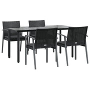 Juego comedor jardín 5 piezas y cojines ratán sintético y acero V6649 Vetonek