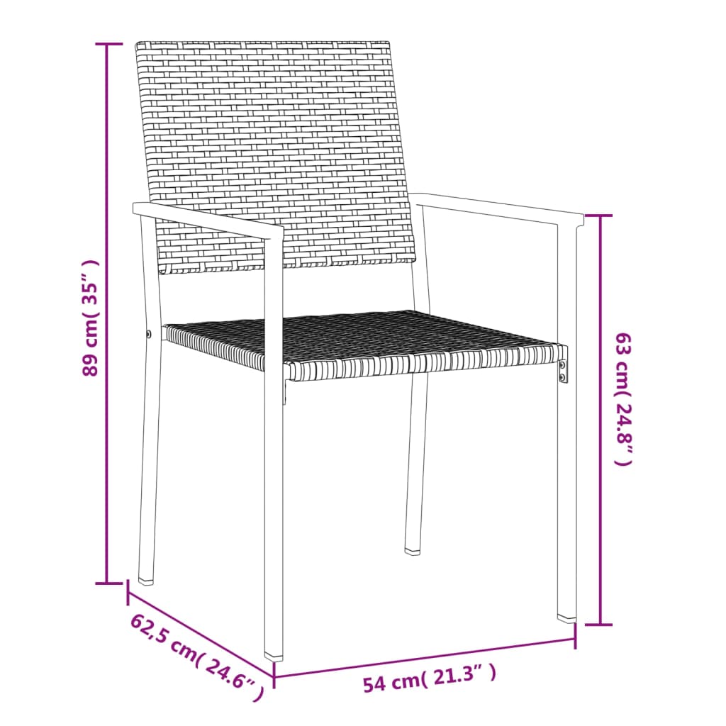 Juego de comedor para jardín 5 piezas ratán sintético y acero vidaXL