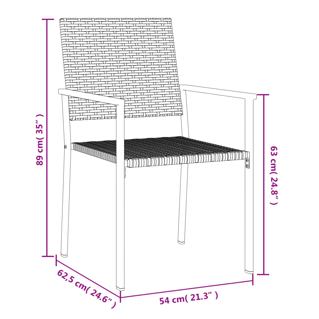 Juego de comedor para jardín 5 piezas ratán sintético y acero vidaXL