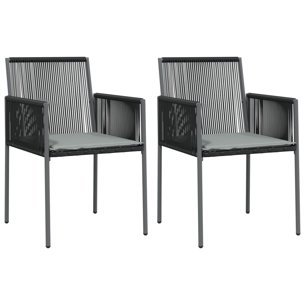 Set comedor jardín 3 pzas y cojines acero ratán sintético negro vidaXL