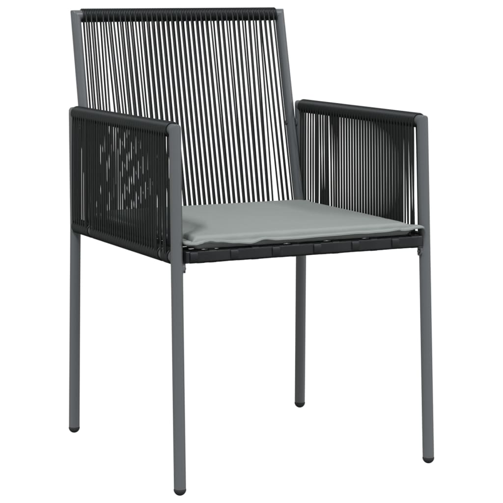 Set comedor jardín 3 pzas y cojines acero ratán sintético negro vidaXL