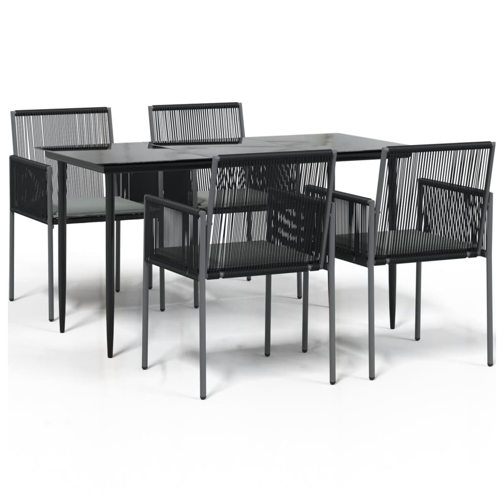 Set comedor jardín 5 pzas y cojines acero ratán sintético negro vidaXL