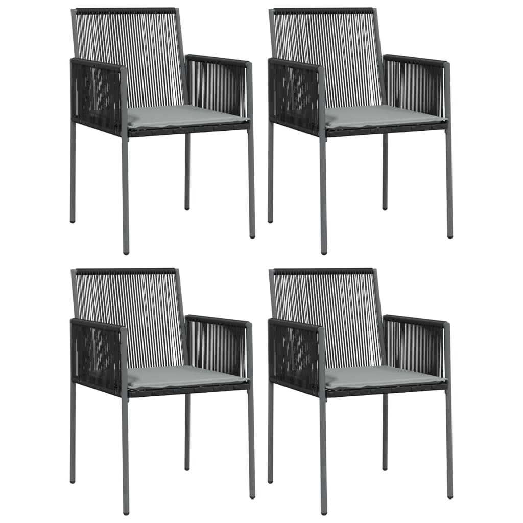 Set comedor jardín 5 pzas y cojines acero ratán sintético negro vidaXL