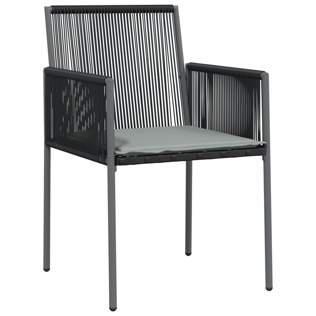 Set comedor jardín 5 pzas y cojines acero ratán sintético negro vidaXL