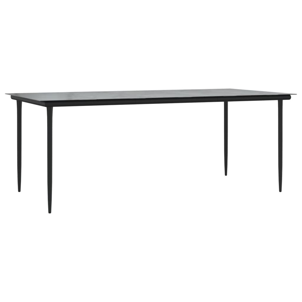 Set comedor jardín 7 pzas y cojines acero ratán sintético negro vidaXL