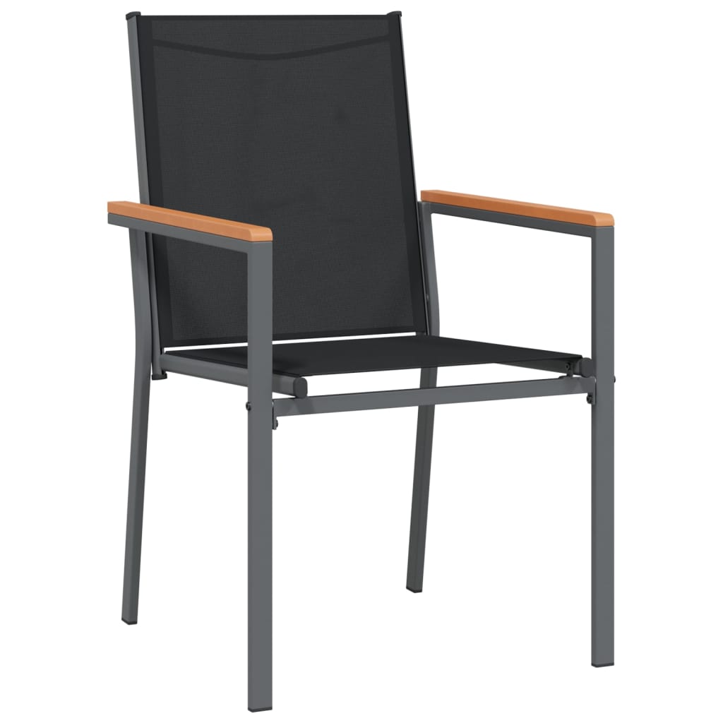 Garden chairs 4 units textilene and black steel 55x61.5x90 cm