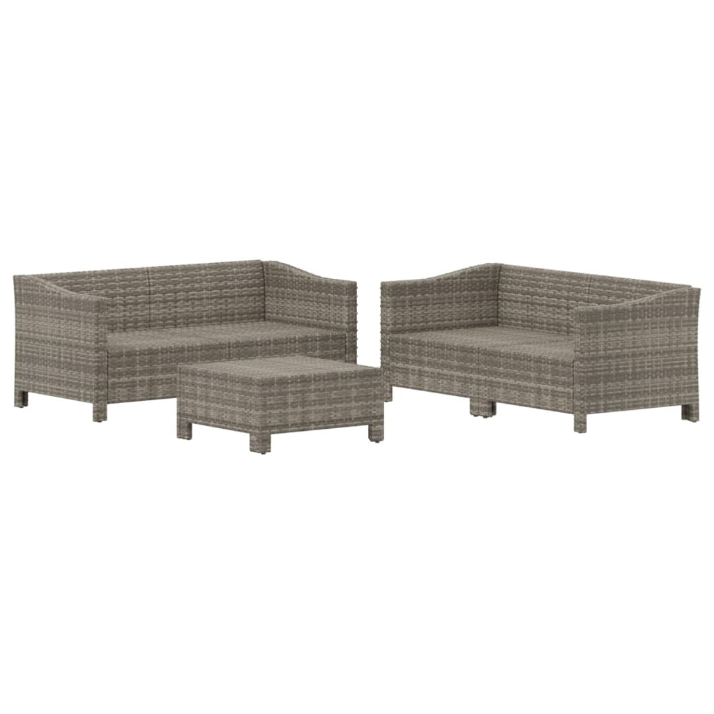 Set de muebles de jardín 5 pzas y cojines ratán sintético gris vidaXL