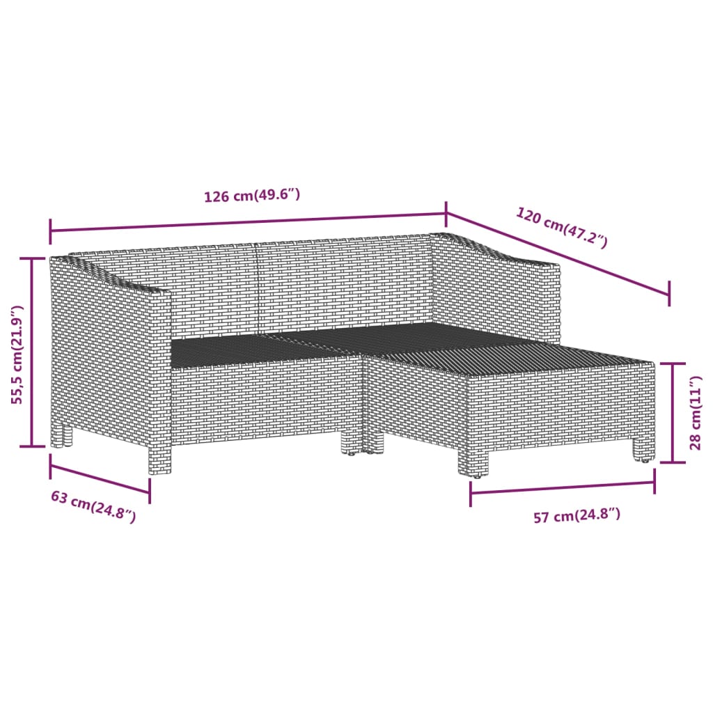 Set de muebles de jardín 5 pzas y cojines ratán sintético gris vidaXL