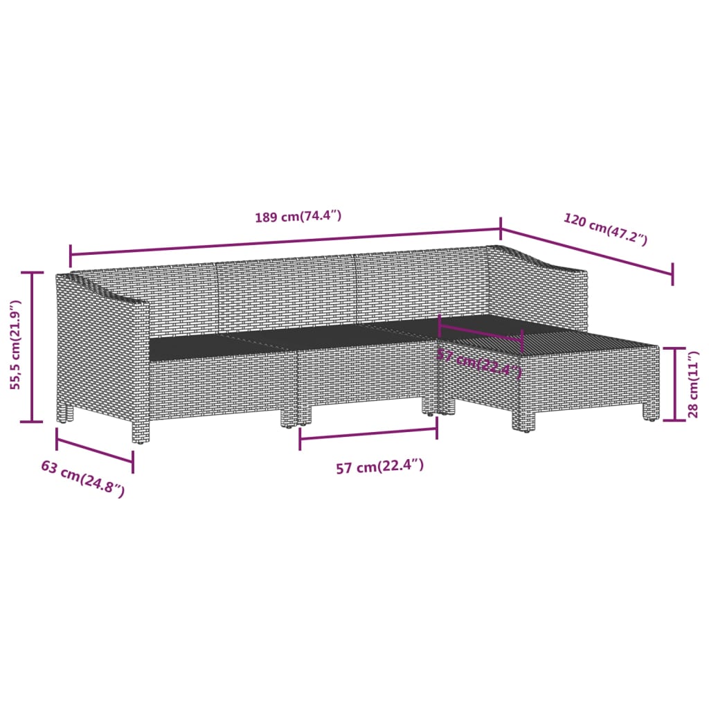 Set de muebles de jardín 7 pzas y cojines ratán sintético gris vidaXL