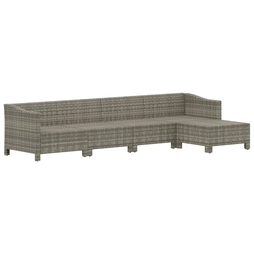 Set de muebles de jardín 5 pzas y cojines ratán sintético gris vidaXL