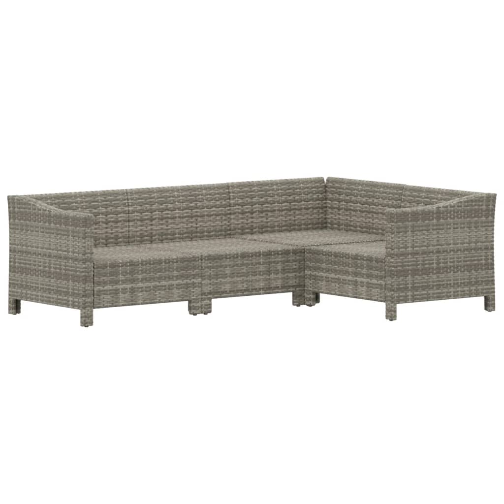 Set de muebles de jardín 4 pzas y cojines ratán sintético gris vidaXL