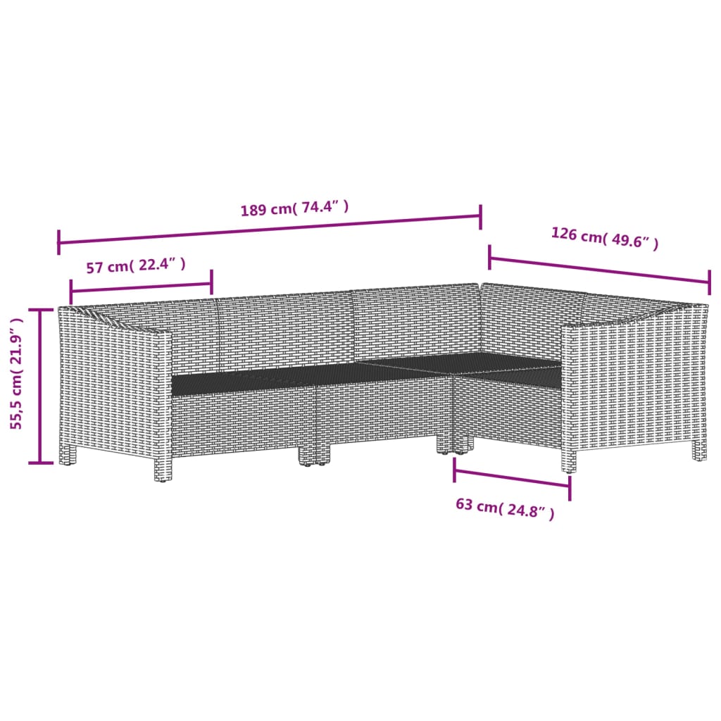 Set de muebles de jardín 4 pzas y cojines ratán sintético gris vidaXL