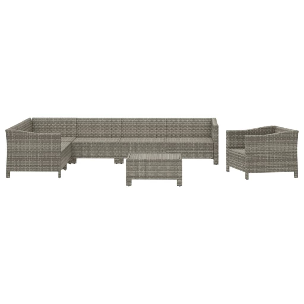 Set de muebles de jardín 8 pzas y cojines ratán sintético gris vidaXL