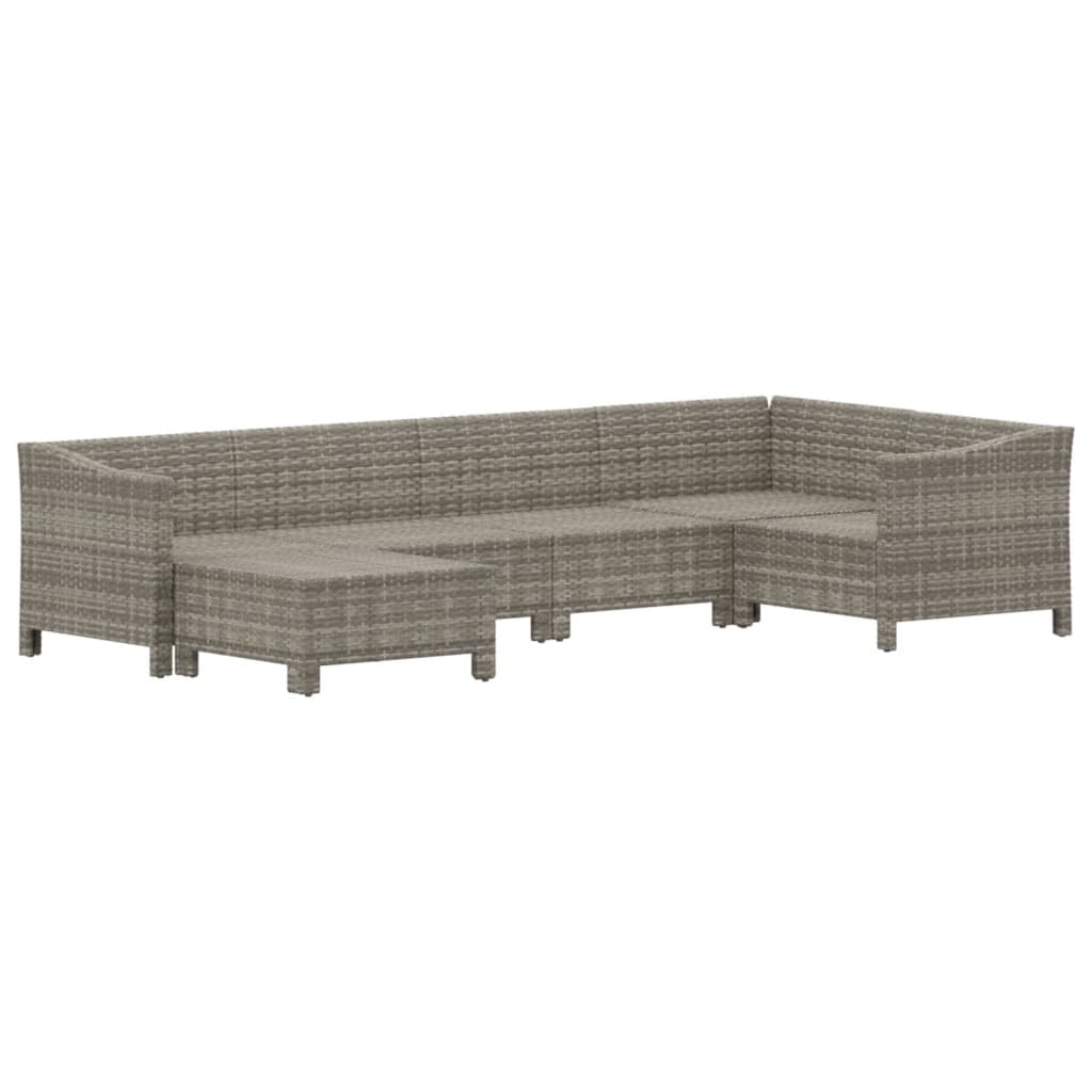 Set de muebles de jardín 6 pzas y cojines ratán sintético gris vidaXL