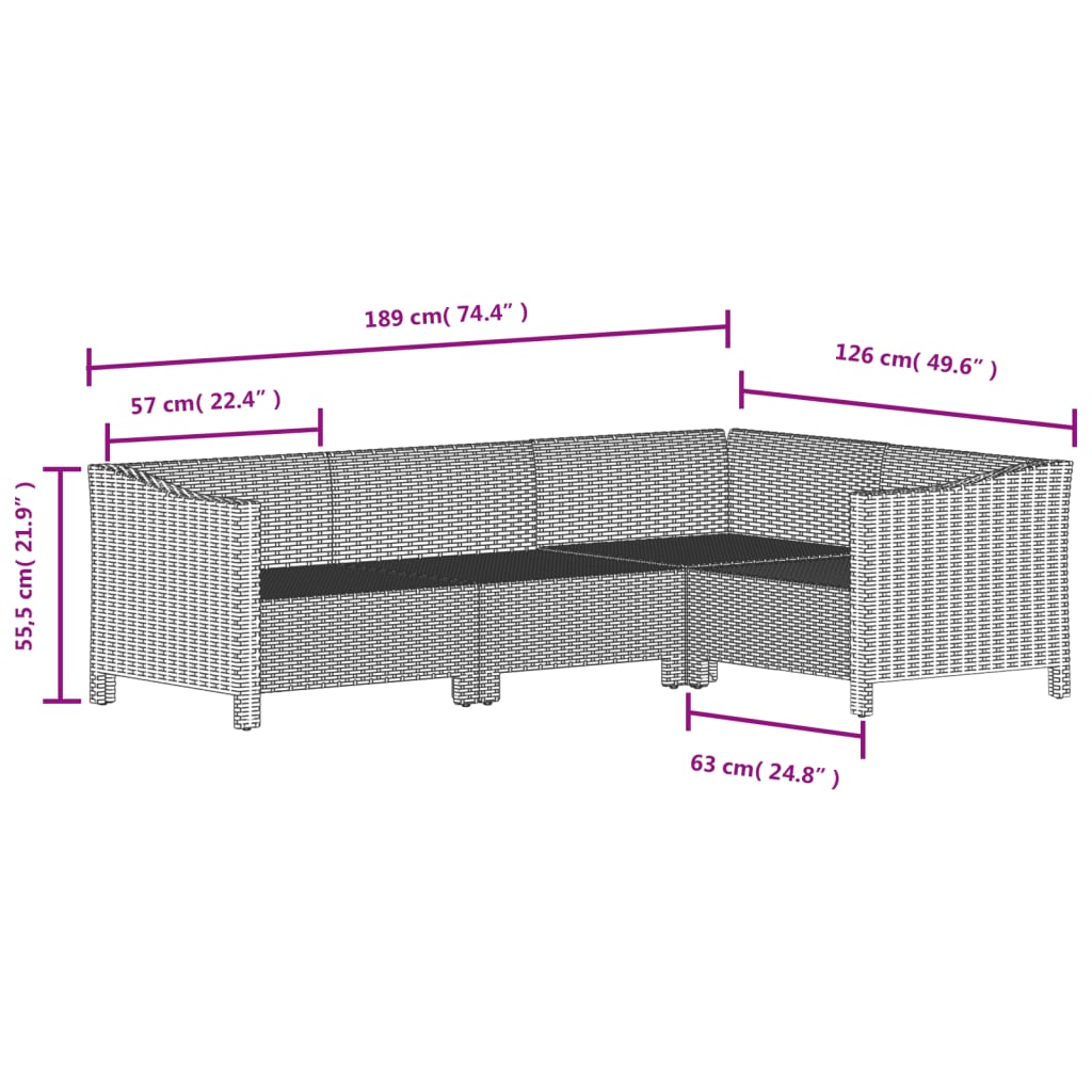 Set de muebles de jardín 6 pzas y cojines ratán sintético gris vidaXL