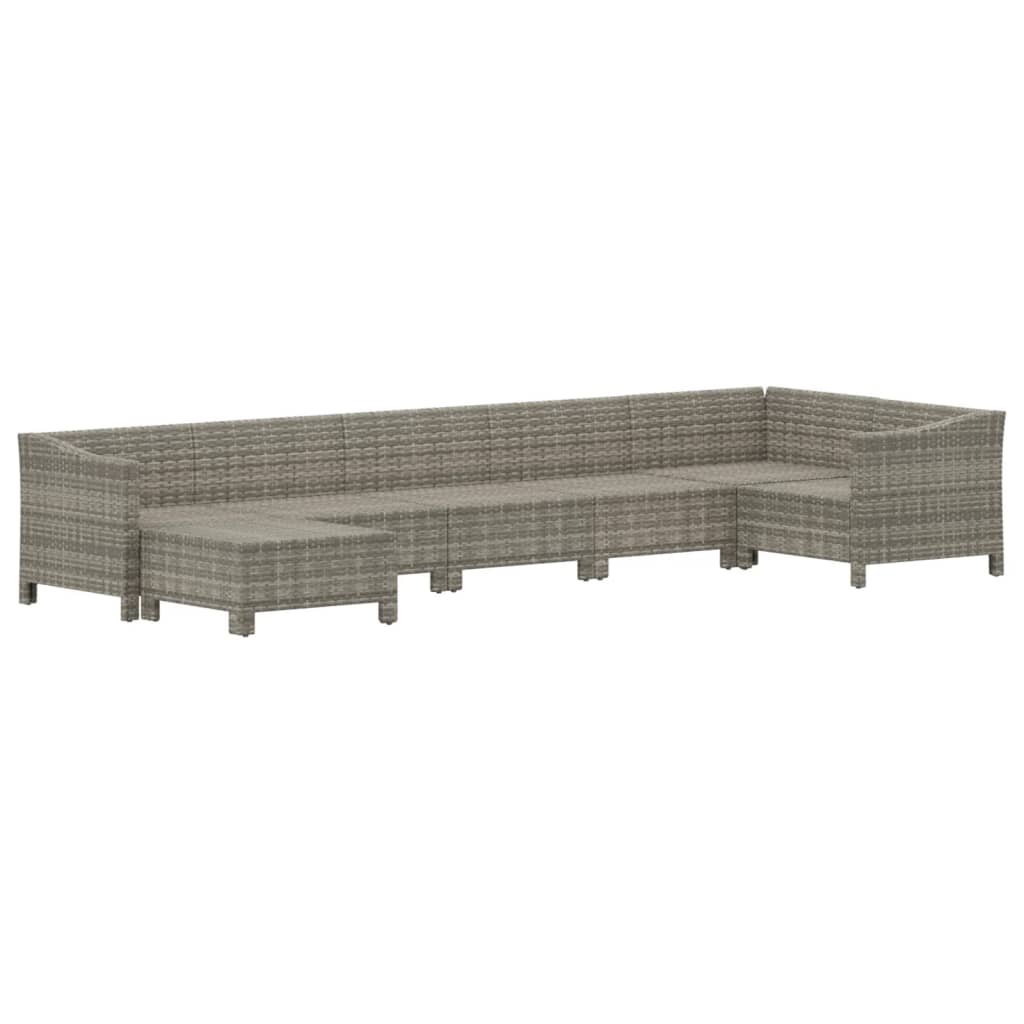 Set de muebles de jardín 7 pzas y cojines ratán sintético gris vidaXL