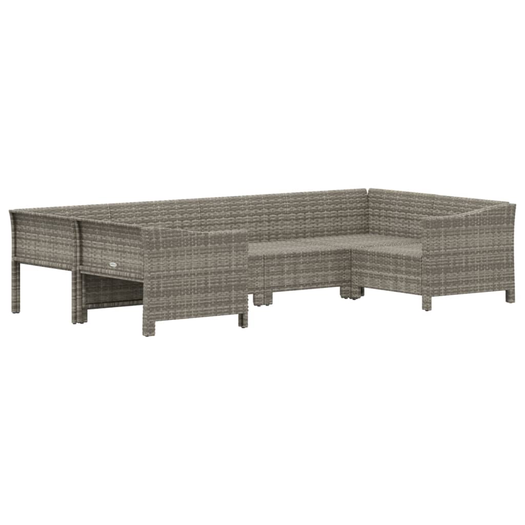 Set de muebles de jardín 6 pzas y cojines ratán sintético gris vidaXL