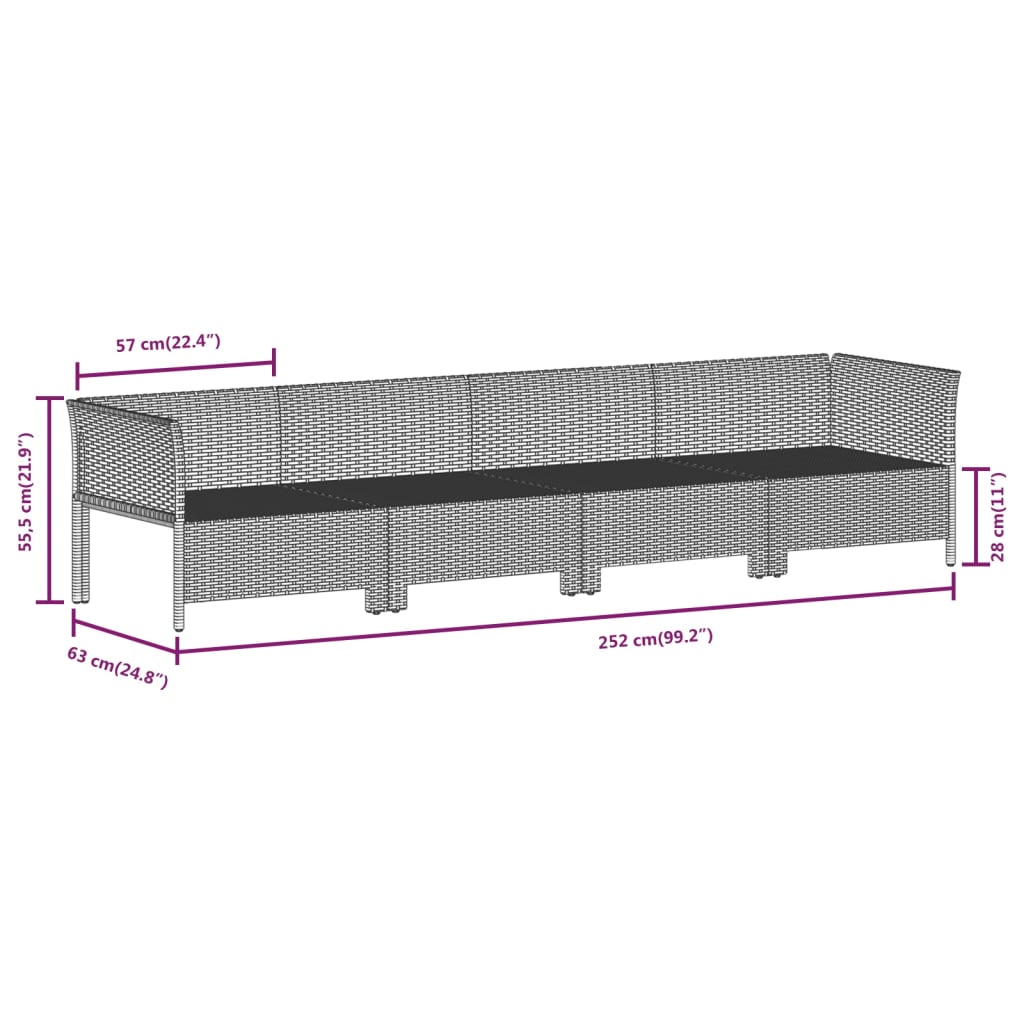 Set de muebles de jardín 6 pzas y cojines ratán sintético gris vidaXL