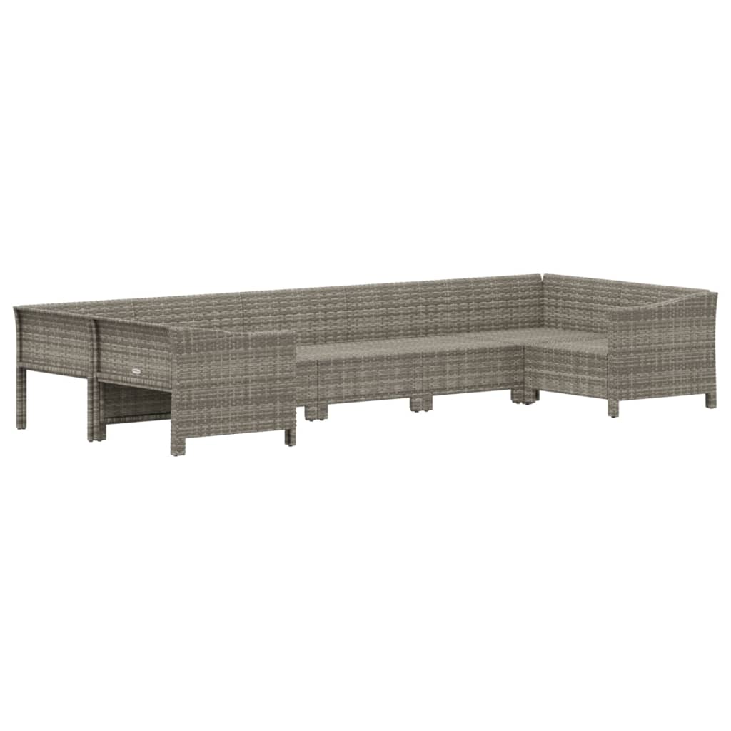 Set de muebles de jardín 7 pzas y cojines ratán sintético gris vidaXL