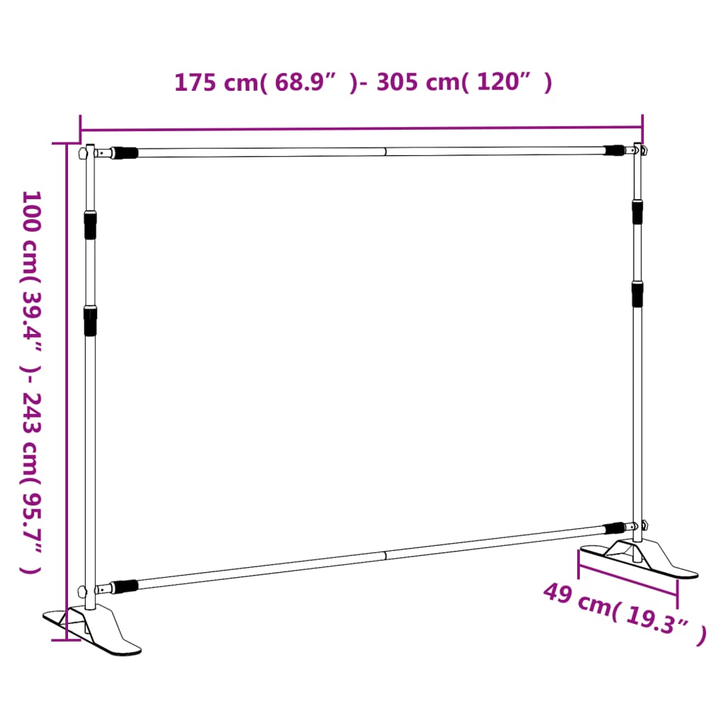 Soportes de telón de fondo 2 uds acero negro 305x243 cm