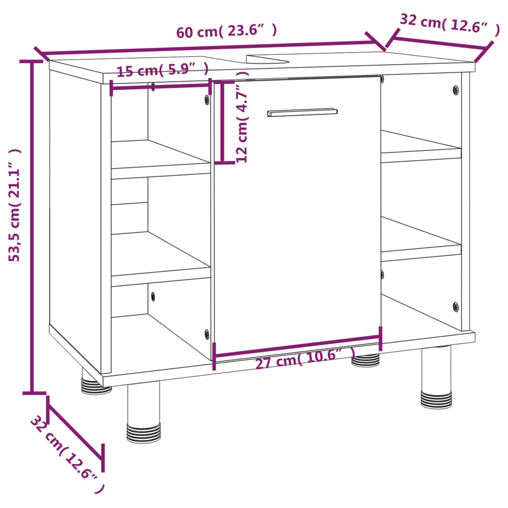 Set de muebles de baño 3 pzas madera gris Nexus - Vetonek