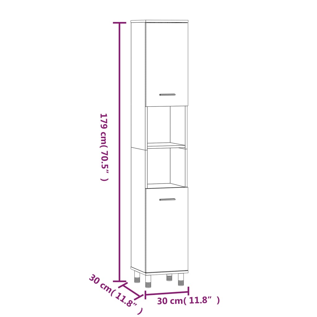 Set de muebles de baño 3 pzas madera gris Nexus - Vetonek