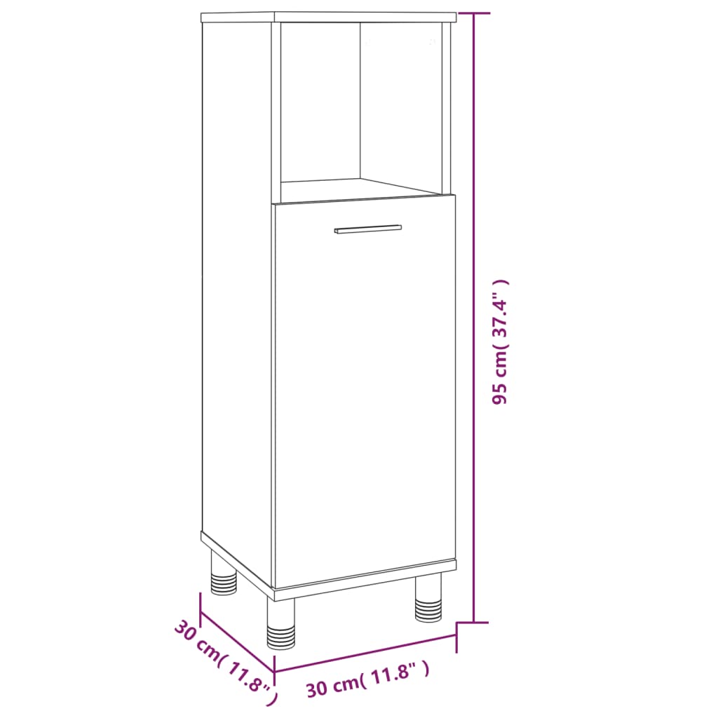 Set de muebles de baño 3 pzas madera roble marrón vidaXL