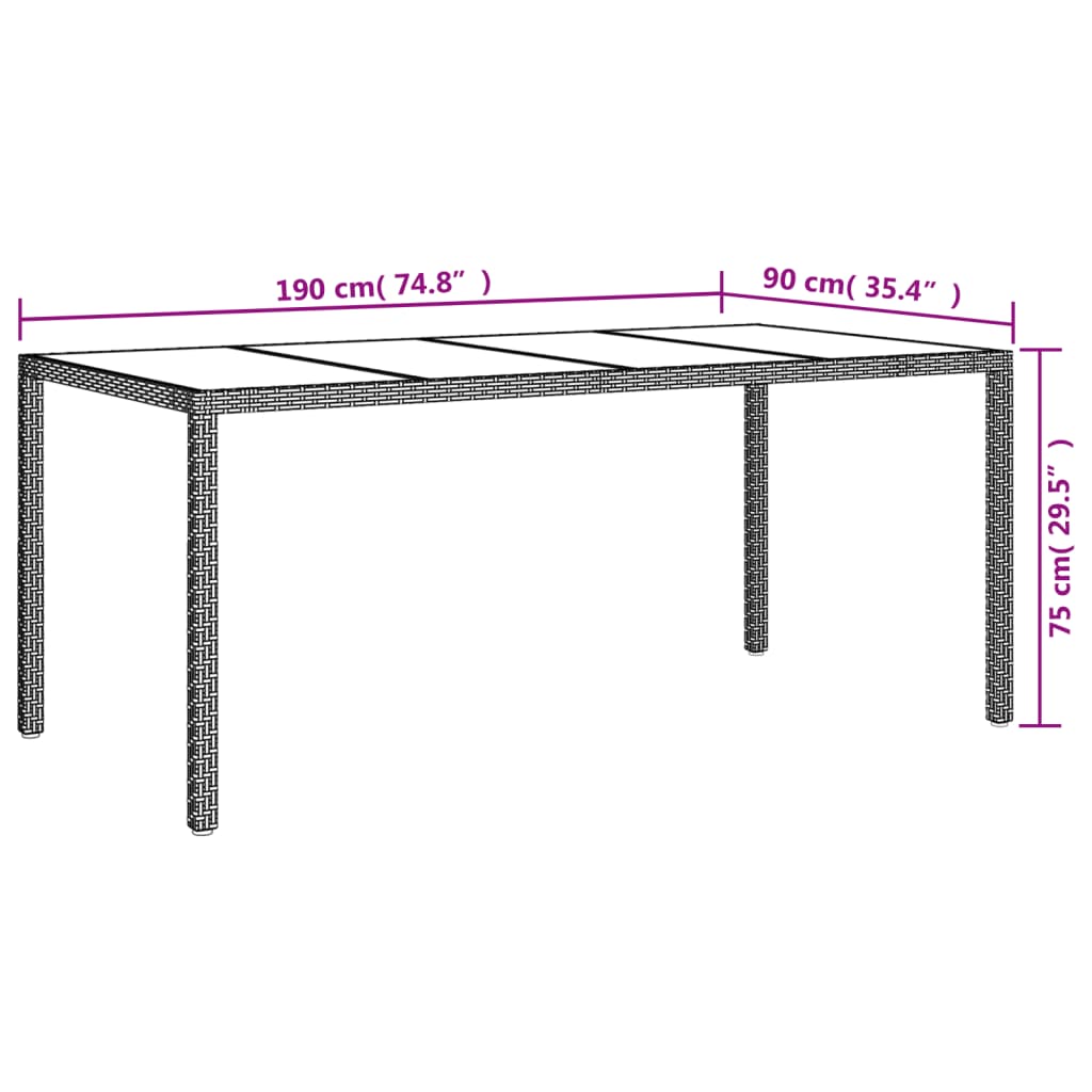 Set de comedor de jardín 9 pzas y cojines ratán sintético negro vidaXL