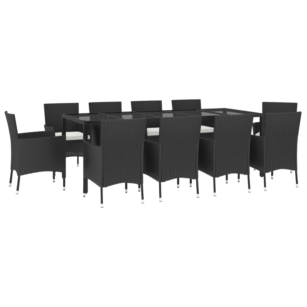 Set de comedor jardín 11 pzas con cojines ratán sintético negro vidaXL