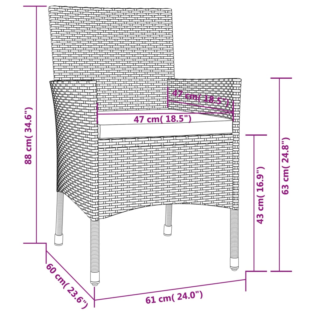 Set de comedor jardín 11 pzas con cojines ratán sintético negro vidaXL