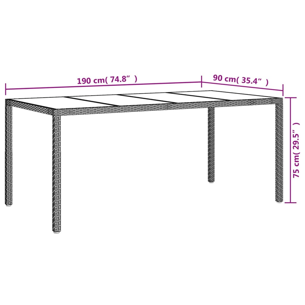 Set de comedor de jardín 7 pzas y cojines ratán sintético negro vidaXL