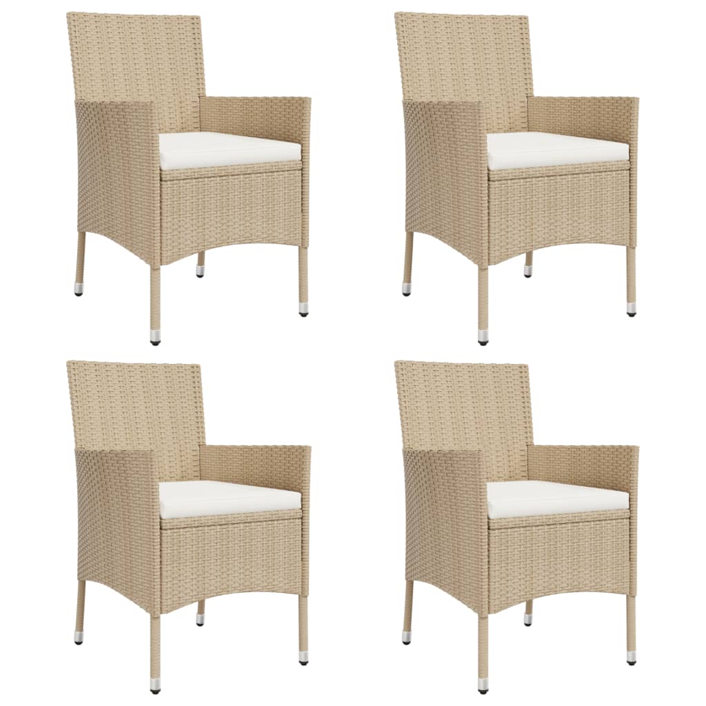 Set comedor de jardín 5 pzas con cojines ratán sintético beige vidaXL