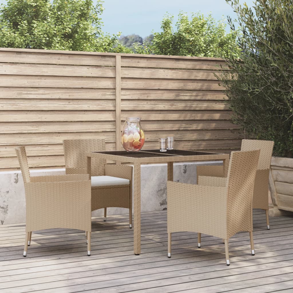 Set comedor de jardín 5 pzas con cojines ratán sintético beige vidaXL