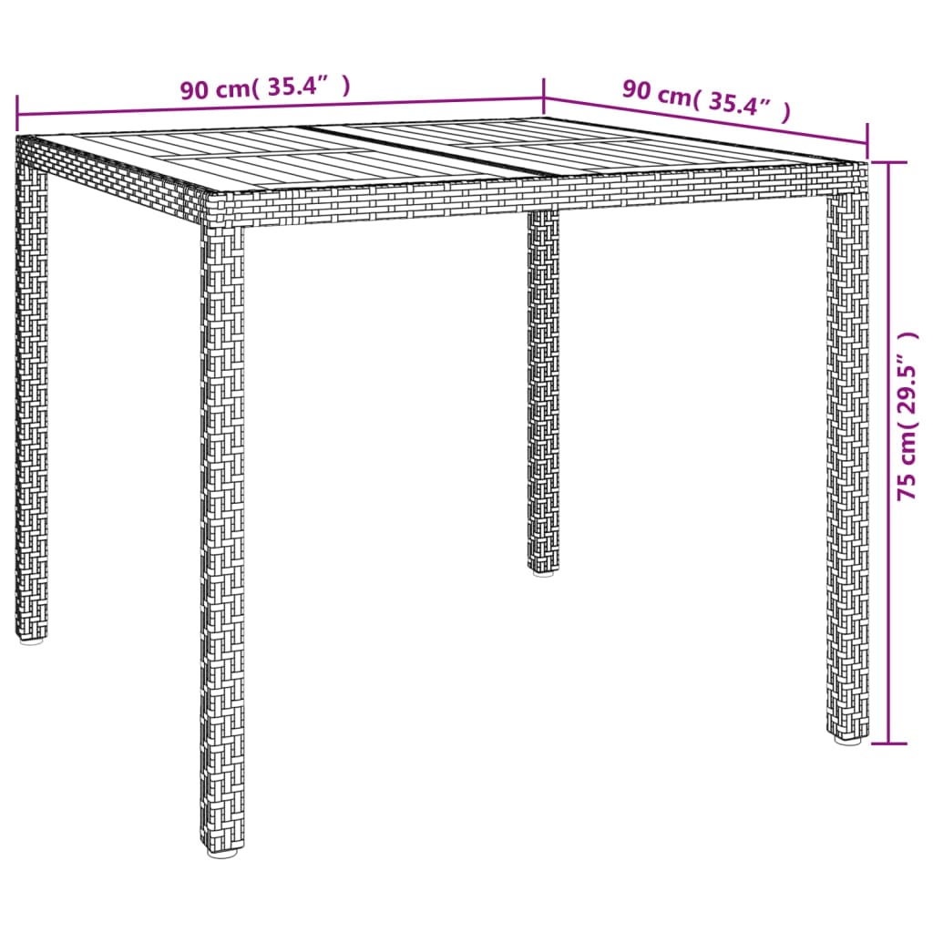 Set comedor de jardín 3 pzas con cojines ratán sintético negro vidaXL